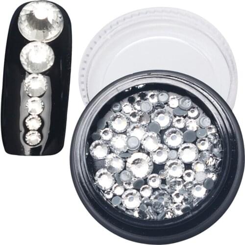 100pcs/lot FlatBack Hot 3D Nail Art Decorations Crystal Glue On Charms Glitter Hotfix Glass Rhinestone DIY Women Nails Tips Tool