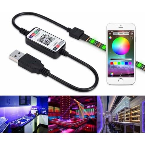 USB RGB Led Controller APP Bluetooth RGB Music Controller For RGB Led Strip Light 5050 4 Pin Mini RGB Controller 5V-24V