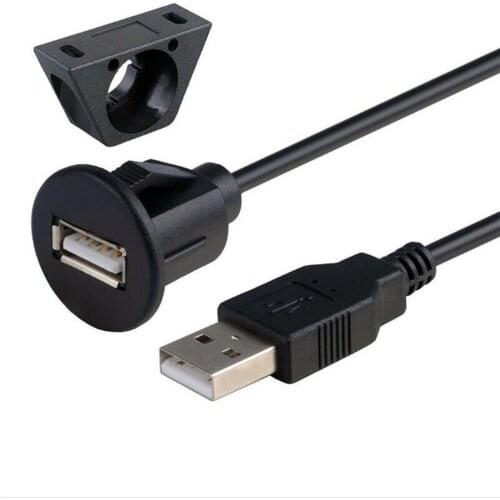 Flush Mount USB 2.0 Spare Part Dash Board For Laptop Transfer Male To Female Socket Panel Square Round Car Extension Cable