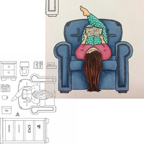 Cozy Reading On Sofa+Furniture Clear Stamps Furnitures Kids Transparent Silicone Stamp 2020