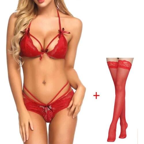 Plus Size Erotic Bras Lace Transparent Panty Garter Belt Sexy Bra Set Seamless Bralette Push Up Sexy Lingerie Women Underwear