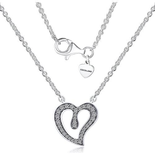 925 Sterling Silver Sparkling Heart of Love Pendant s Necklaces Free Shipping