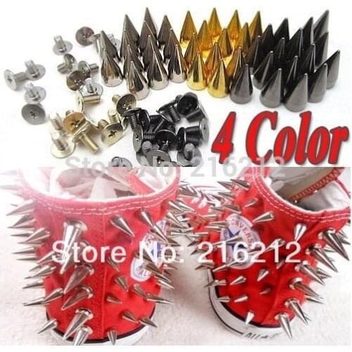 Gold silver black 10mm Metal Bullet Spike Stud Punk Bag Belt Clothes Leathercraft Cone Rivet