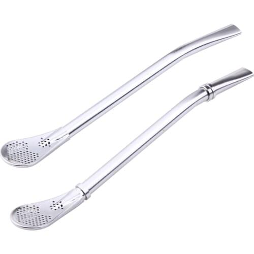 1pcs Stainless Steel Drinking Straw Spoon Tea Filter Mate Tea Straws Bombilla Gourd Reusable Tea Tools Washable Bar Accessories