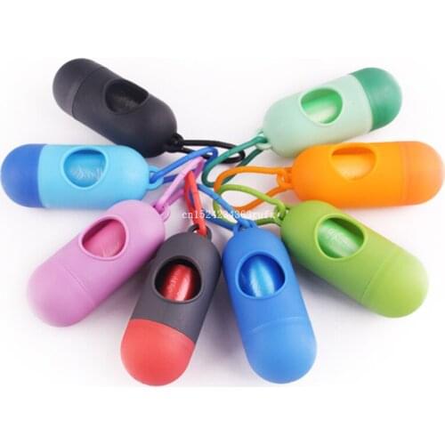 100pcs Dog Poop Bag Dispenser with Hooks 15pcs Waste Garbage Bags Pet Waste Bag Pill Shape Pet Dog Waste Poop Bag