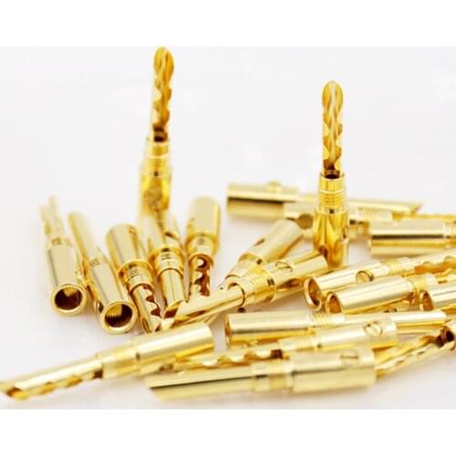 12pcs BA1418 24K Gold Plated Copper BFA 4mm Banana Plug Male Speaker Connector