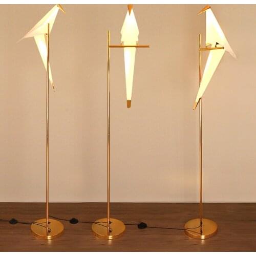 2019 Modern Bird Lampshade Golden base Floor Lamp Light with LED Bulbs Metal Lambader For Living Room Stand Reading Lamp MING