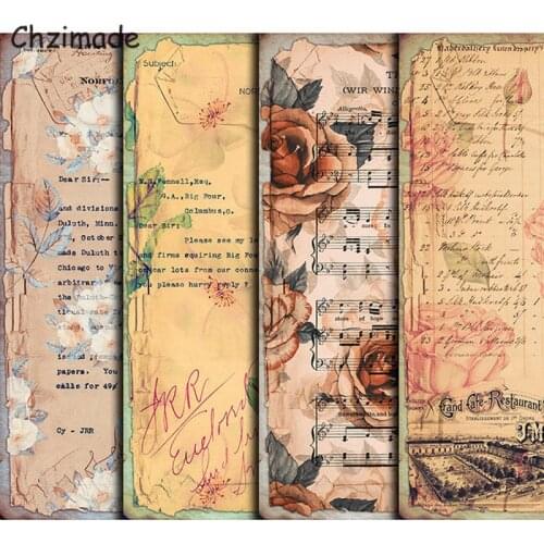 Chzimade 4Pcs Junk Journal Vintage Plant Scrapbooking Adhesive Paper Sticker For Happy Planner DIY Paper Crafts Background