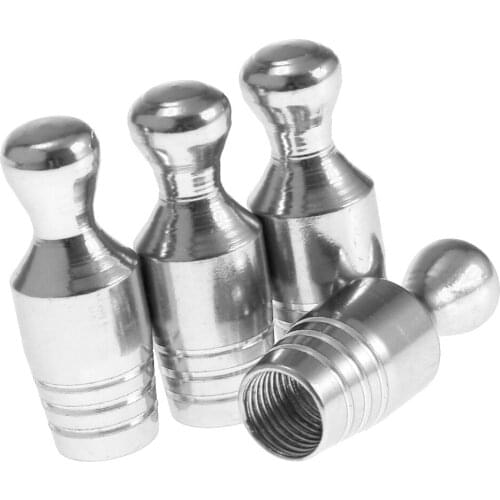 4X Car Bicycle Wheel Tire Air Valve Stems Cap Dust Cover Bowling Type Sliver