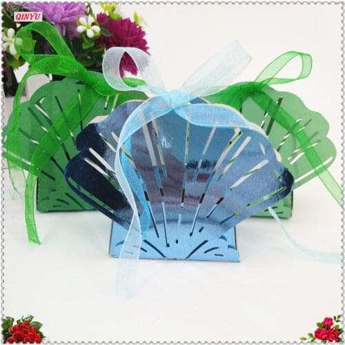 50pcs Shell Shape Vintage Kraft paper Candy Box Dragee Boxes Wedding Favors Gifts Box Party Event Wedding Supplies 7zSH150