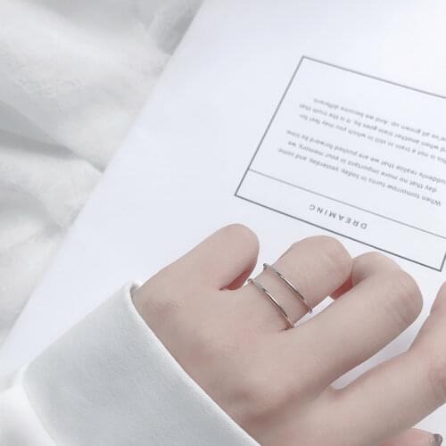 925 Sterling Silver Double Layer Open Ring High Polish Gold Rings For Women Simple Party Gifts S-R624