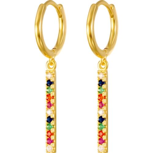 CANNER Multi Style Colorful Zircon Womens Round Earrings 925 Silver Huggie Ear Piercing Pendant Hoop Earring Jewelry Pendientes