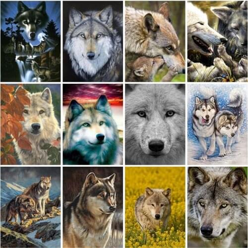 Diy 5D Diamond Embroidery Painting Full Square Drill Wolf Mosaic Cross Stitch Kits Animal Pattern Art Gift Wall Art Home Decor