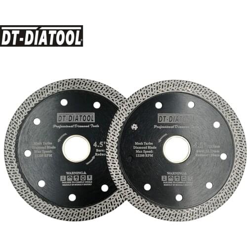 DT-DIATOOL 2pcs/pk Diameter 115mm Hot-pressed sintered Diamond Cutting Disc with Mesh turbo rim segment 4.5" Diamond Saw Blade