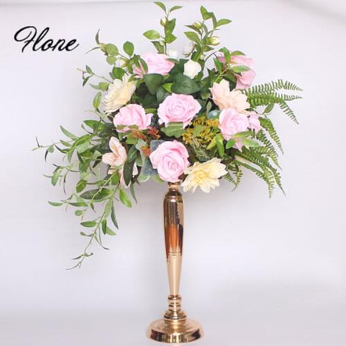 Artificial fake centerpiece flowers wedding party table centerpieces decorative flower backdrop stand floral vase decoration