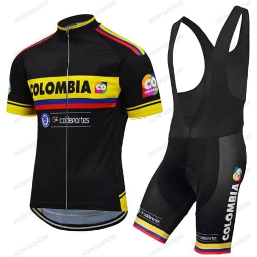 Retro classic Cycling Jersey Colombia Black Yellow Team Bike Mountain Road Clothing Wear GEL Dad