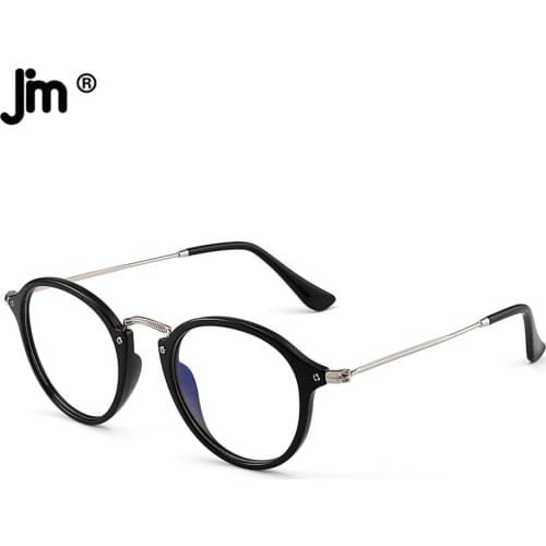 JM Round BLue Light Glasses for Women Vintage Computer Clear Fake Glasses Frame