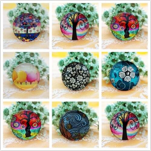 2PCS/lot Round 35MM life Tree Glass Cabochon for make bracelet necklace Jewelry for women earring pins brooch craft supply