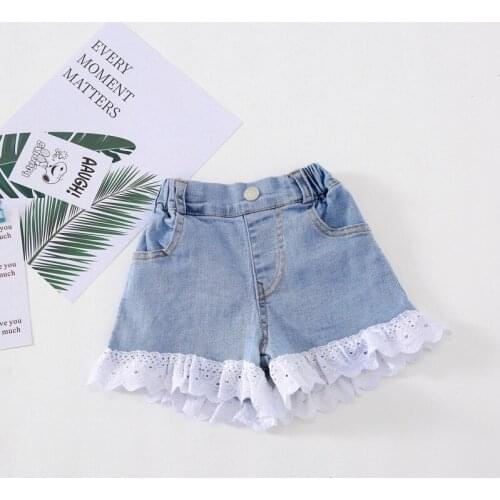 Summer Girl Shorts Kids lace denim Shorts Ruffles Children Short pants toddler Girls legging children pants baby Clothing 2-6Yrs
