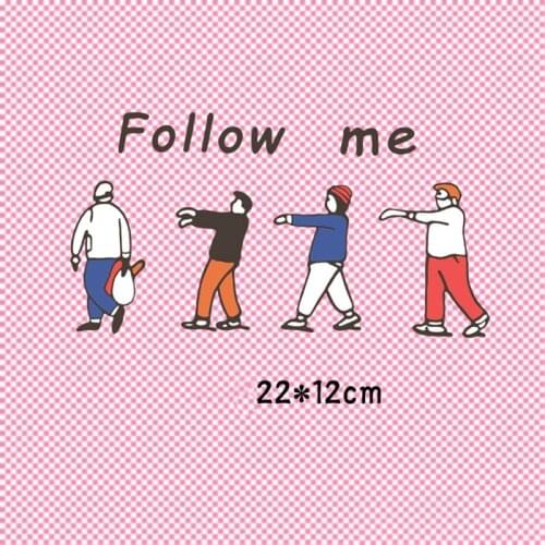 Clothes Printed Cute Patch deal with it Follow Me Letter Pattern Heat transfer Printing Diy Iron on Patches for Clothing Decor