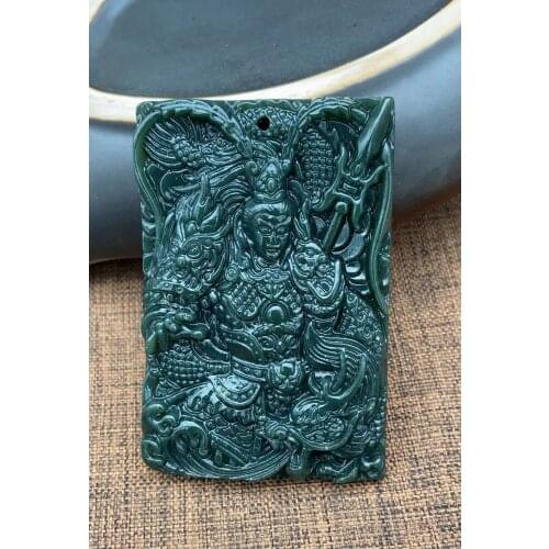 Nature Bottle Green Jade Pendant Carven Ancient Mars Lv Bu General Amulet Two Side Design Churinga