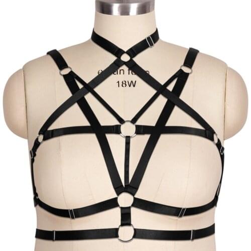 Plus Size Sexy Lingerie Body Harness Tops Chest Bondage Cage Bra Goth Elastic Straps Hollow Out Suspenders Fetish Club Rave