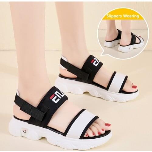 Designer Summer Women Sandals Outdoor Casual Shoes Leather Sporting Sandals Black Pink Lady Slippers 4 CM Lightweight Flats 33