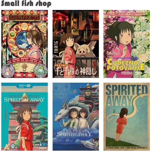 Sen to Chihiro no Kamikakushi Home Furnishing decoration Kraft Movie Poster Drawing core Wall stickers