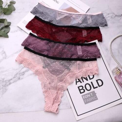 SP&CITY Sexy Panties Hollow Heart Womens Underpant Bandage Transparent Underwear Lace Sex Thong Low Rise G String Cotton Breifs