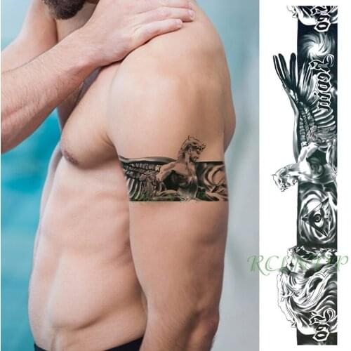 Waterproof Temporary Tattoo Sticker Lion Angel Wings Hand Band Personality Fake Tatto Flash Tatoo Body Art for Girl Women Men