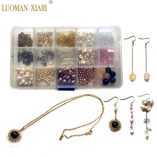 Beginner Pearl Beads Kits Natural Pearl Beads Sets Steel Chain Copper wire Diy Necklace Earrings Bracelet Craft Making
