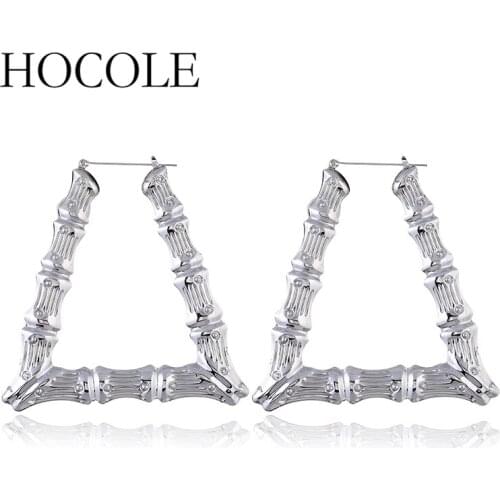 HOCOLE European Exaggerated Geometric Hoop Earrings for Women Gold Silver Color Big Alloy Statement Earrings Brincos New Jewelry