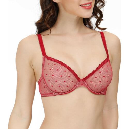 New A B C D DD E DDD F Cups Bras For Women Mesh Sexy Bra Dot Lace Bralette Lingerie Big 70 75 80 85 90 95 100