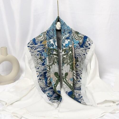 Women Square Scarf Silk Feeling Fashion Lady Shawls Femme Hijab Ethnic Style Retro Totem Square Scarf Bohemian FJ485