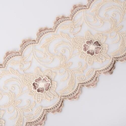 Cusack 1 yard 18 cm 3D Gold Line Embroidered Flower Lace Trims Ribbon for Curtain Garment Dress Home Textile DIY Crafts Doll