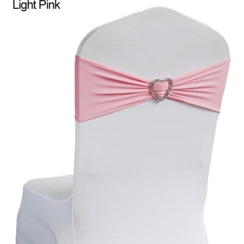 100 Heart Shape Buckle Wedding Chair Cover Sash Bands Spandex Lycra for Wedding Party Birthday Chair Decoration
