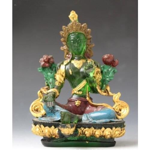 11.5 cm * / Buddhism Chines Crystal Glass Liuli Coloured crystal Buddha statue