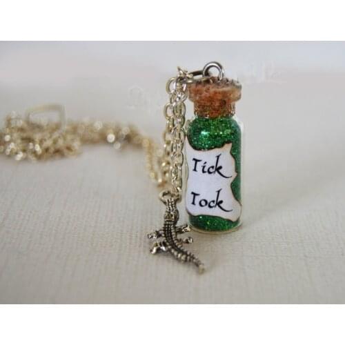 12pcs/lot Once Upon a Time Petere Pan Crocodile Tick Tock Magical Necklace Crocodile Charm Captain HOOK Rumplestiltskin