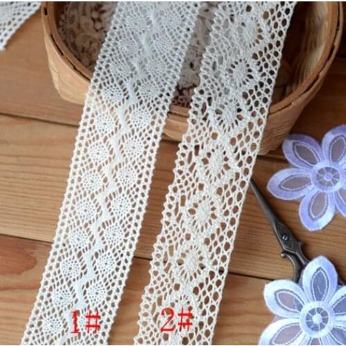 3 Meters/lot Beige Embroidered Lace Applique Trim Ribbon Cotton Lace Fabric DIY Garment Sewing Handmade Craft Materials
