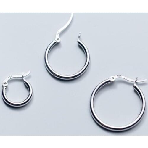 925 Sterling Silver Handmade Horseshoe Button U-shaped Solid Earrings Simple Trendy Earrings Ladys Large Ring Earrings