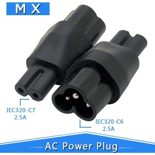 IEC 320 C6 to C7, 2-Pin C7 To C6 Male Tevo Plug AC Power Adapter Converter