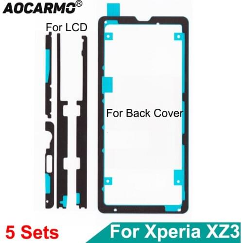Aocarmo 5Pcs Back Door Battery Rear Cover Sticker Glue Waterproof Adhesive For SONY Xperia XZ3 SOV39 H9493 H8416 H9436 6.0"