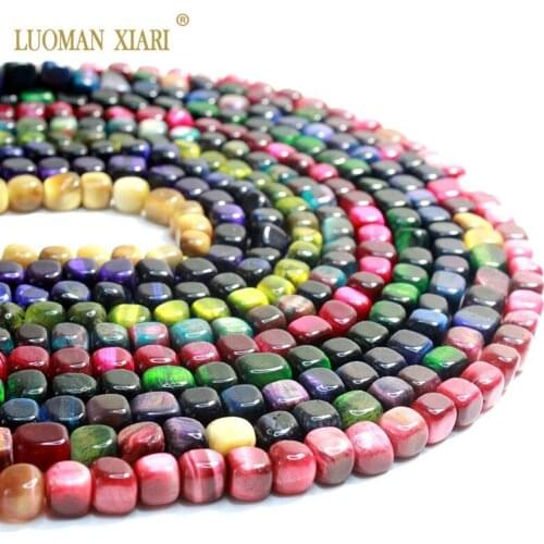 Wholesale 100% Natural Tiger Eye Square Stone Beads For Jewelry Making DIY Bracelet Necklace about 8*8MM strand 16