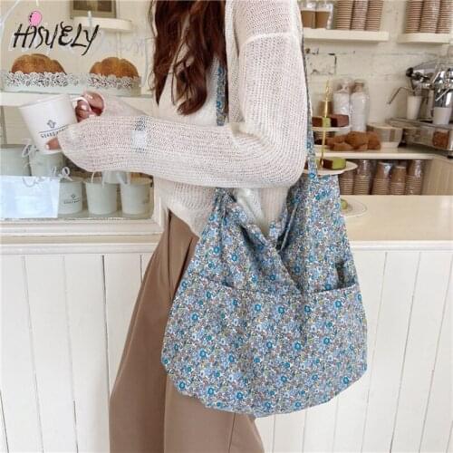 Floral Women Shopping Bag Female Canvas retro Shoulder Bag Environmental Storage Handbag Reusable Foldable Eco Grocery Totes