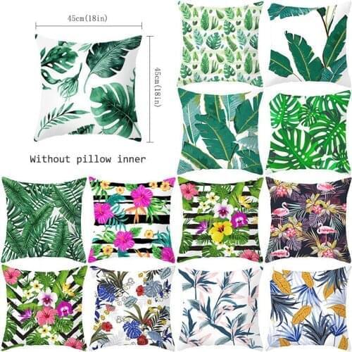 Tropical Plants Throw Pillow Case Summer Green Leaves Decorative Pillowcase Tropical Plants Polyester Pillow Cover ZT295