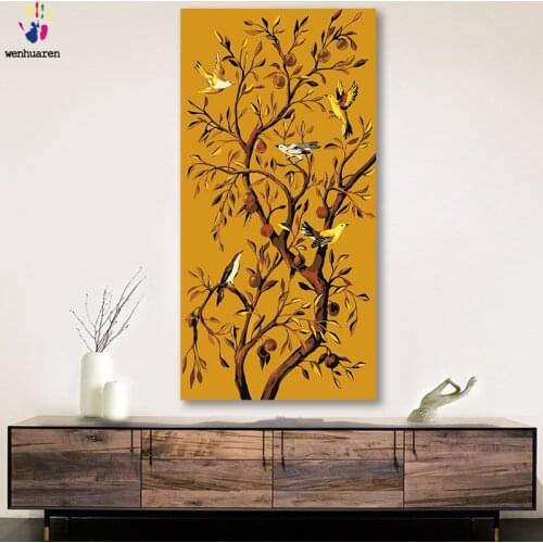 DIY colorings pictures by numbers with colors Flower and bird fruit tree picture drawing painting by numbers framed Home