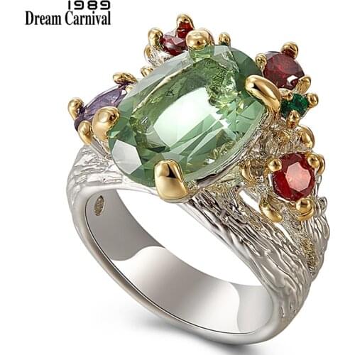 DreamCarnival 1989 New Infinity Colors Stones Women Rings Two Tones Color Coated Gorgeous Shiny Cubic Zirconia Jewelry WA11636