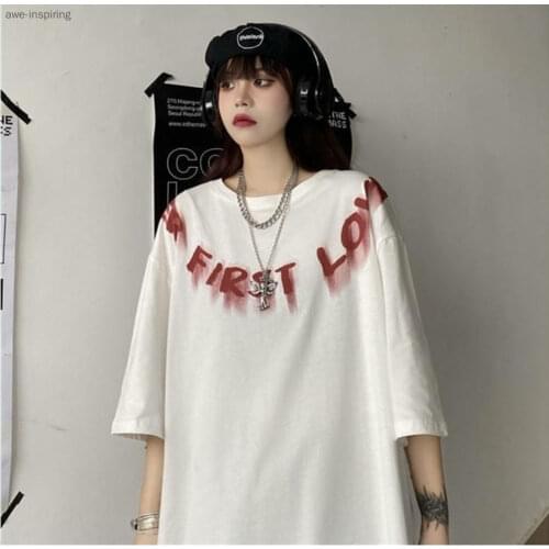 High Street Hip-hop Style Personalized Printed Cotton Short-sleeved T-shirt Men and Women Summer New Ins Wild Loose Top Tide