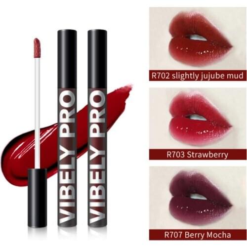 Lipstick Small Black Tube Waterproof Non-stick Cup Air Lip Glaze Moisturizing Lasting Mirror Light Lip Gloss TSLM1