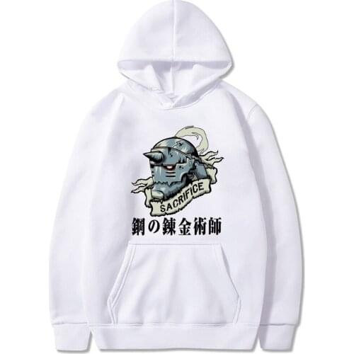 Harajuku Fullmetal Alchemist Alphonse Elric Japan Anime Hoodies Men Funny Cartoon Printed Fashion Long Sleeve Casual Sweatshirt